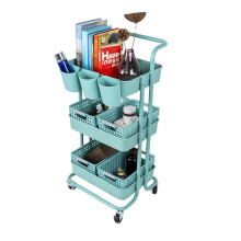 Blue Color ABS  Kitchen Trolley 3-Tier  Organizer Utility Cart Storage Rolling Cart